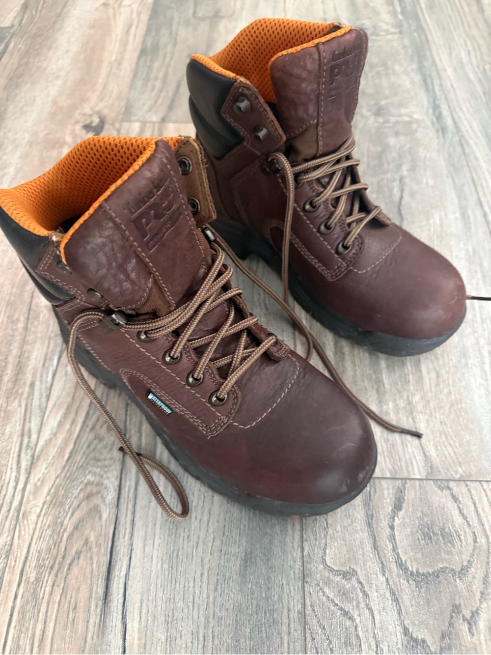 Women’s Timberland leather Brown Work Boots size 7 Reinforced steel toe